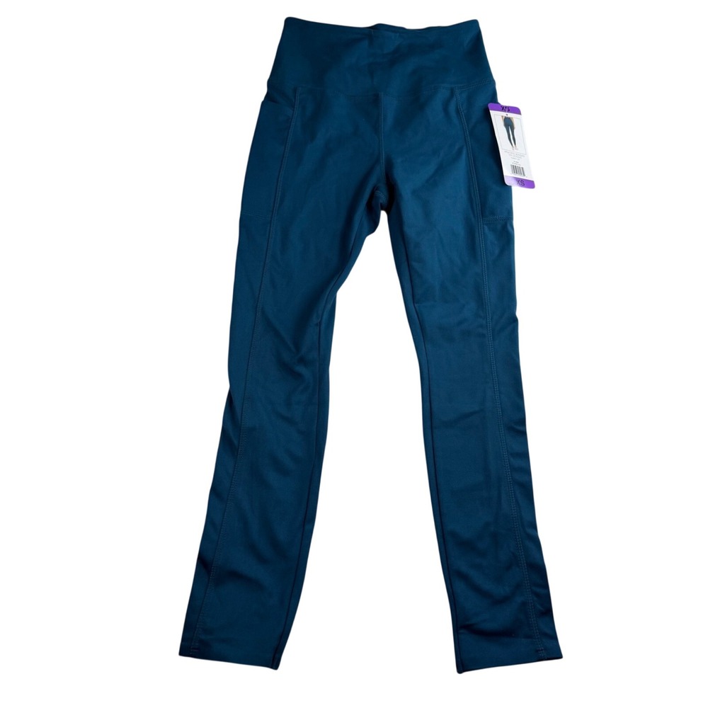 Danskin Womens High Rise 7/8 Leggings with Pockets Teal Blue XS 9679 NWT